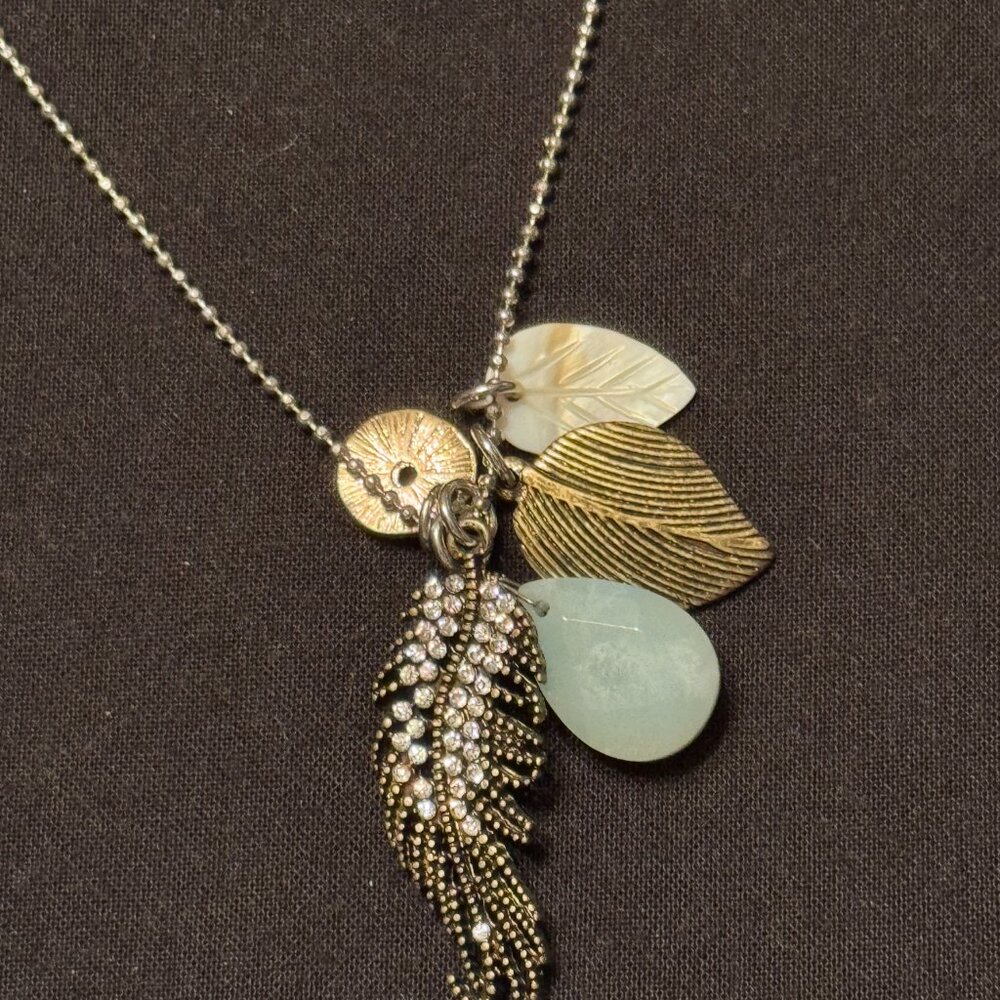 Vintage Long Fashion Necklace Shells Charms Silver